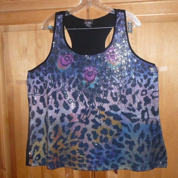 DOTS Womans 2X Multi-Color Sequence Stretch Formal Tank Top - Picture 1 of 3